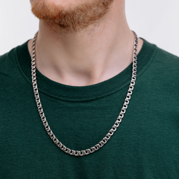 Серебряная цепочка "Бисмарк плоский" - 2 Серебряная цепочка "Бисмарк плоский" - 2