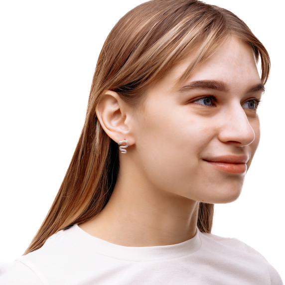 Срібні пусети "Снейк" - 3 Срібні пусети "Снейк" - 3