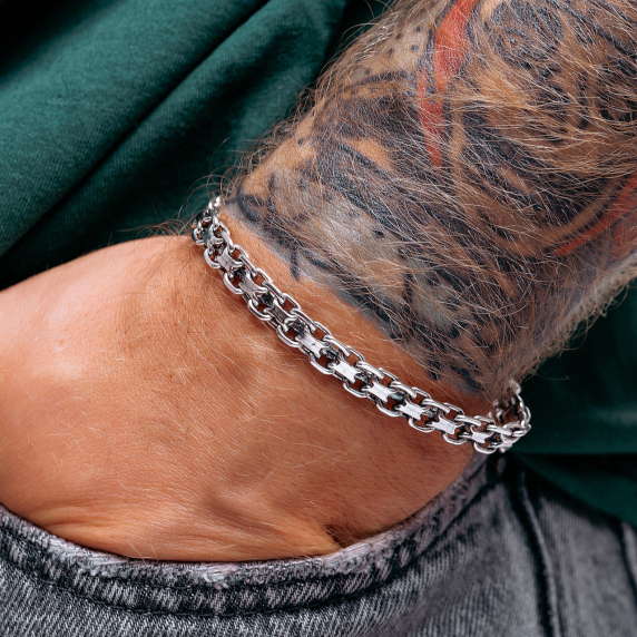 Серебряный браслет "Двойной якорь" - 1 Серебряный браслет "Двойной якорь" - 1