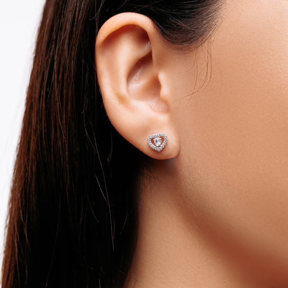 Серебряные пусеты &amp;quot;Сердце&amp;quot; - 1