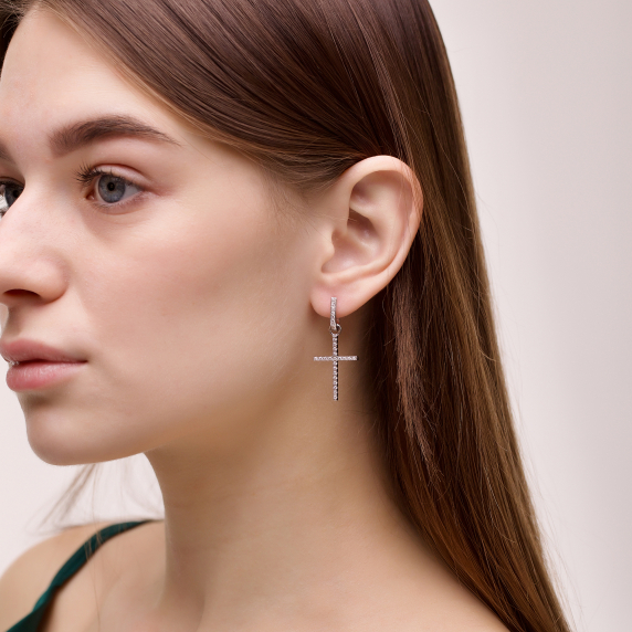 Срібний сережки &amp;quot;Хрест&amp;quot; - 2