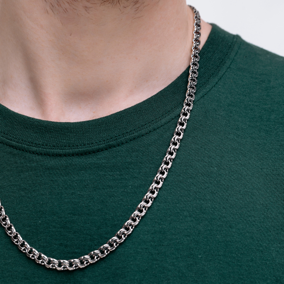 Серебряная цепочка "Бисмарк плоский" - 3 Серебряная цепочка "Бисмарк плоский" - 3