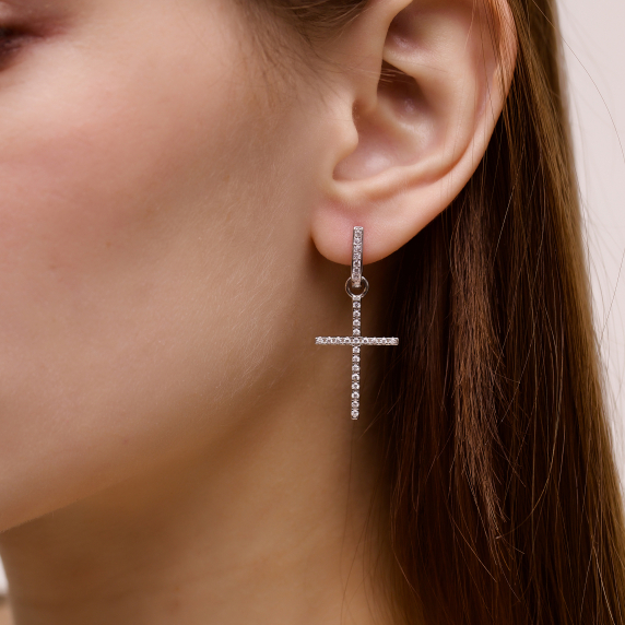 Срібний сережки &amp;quot;Хрест&amp;quot; - 1